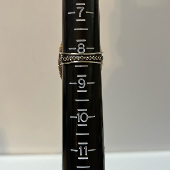 STATEMENT GEMSTONE RING SILVER OVERLAY BLUE FLASH LABRADORITE SIZE 8.25 - Picture 5 of 7